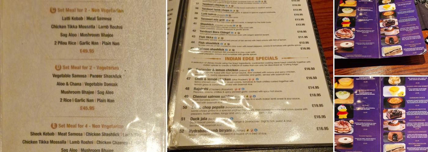 Indian Edge Menu