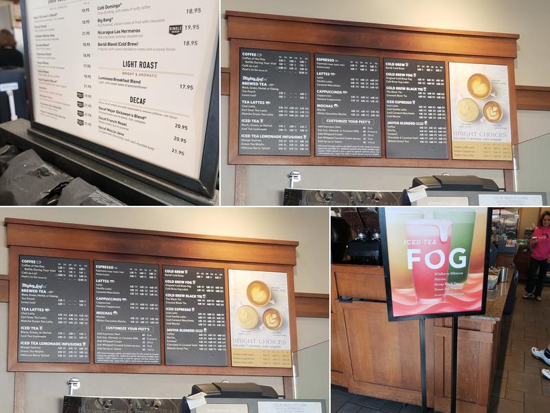 Peet's Coffee Menu