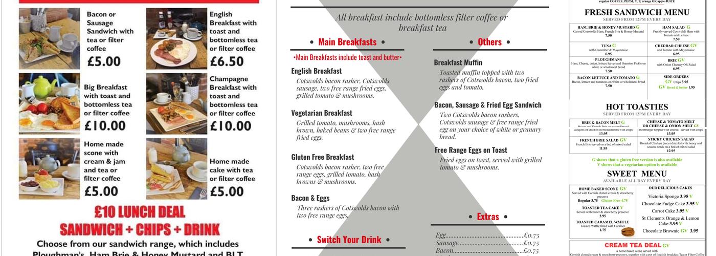 Bensons Restaurant & Tea Rooms Menu