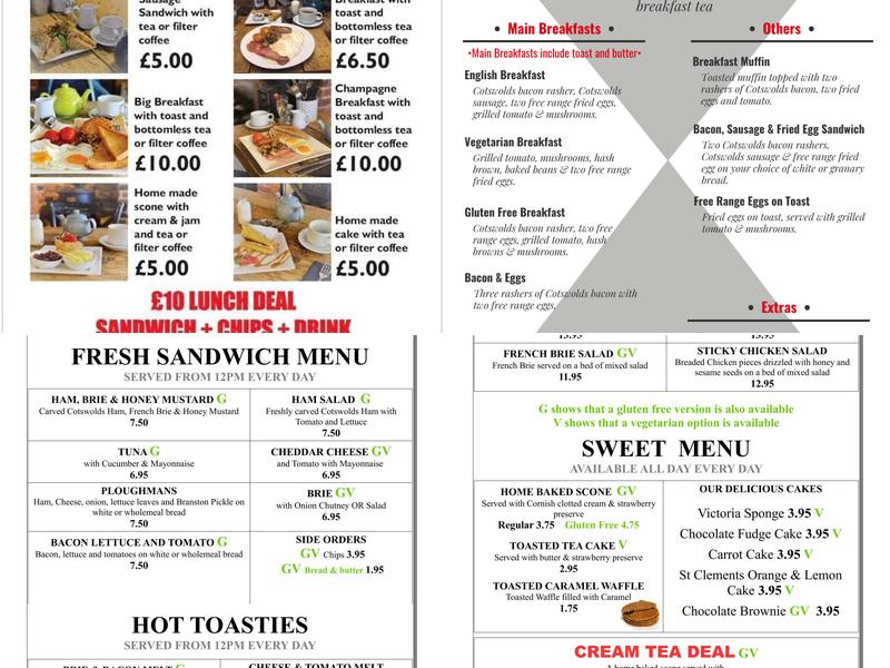 Bensons Restaurant & Tea Rooms Menu