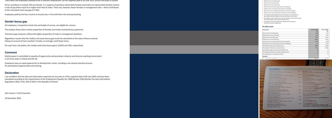 The Bear & Ragged Staff Menu