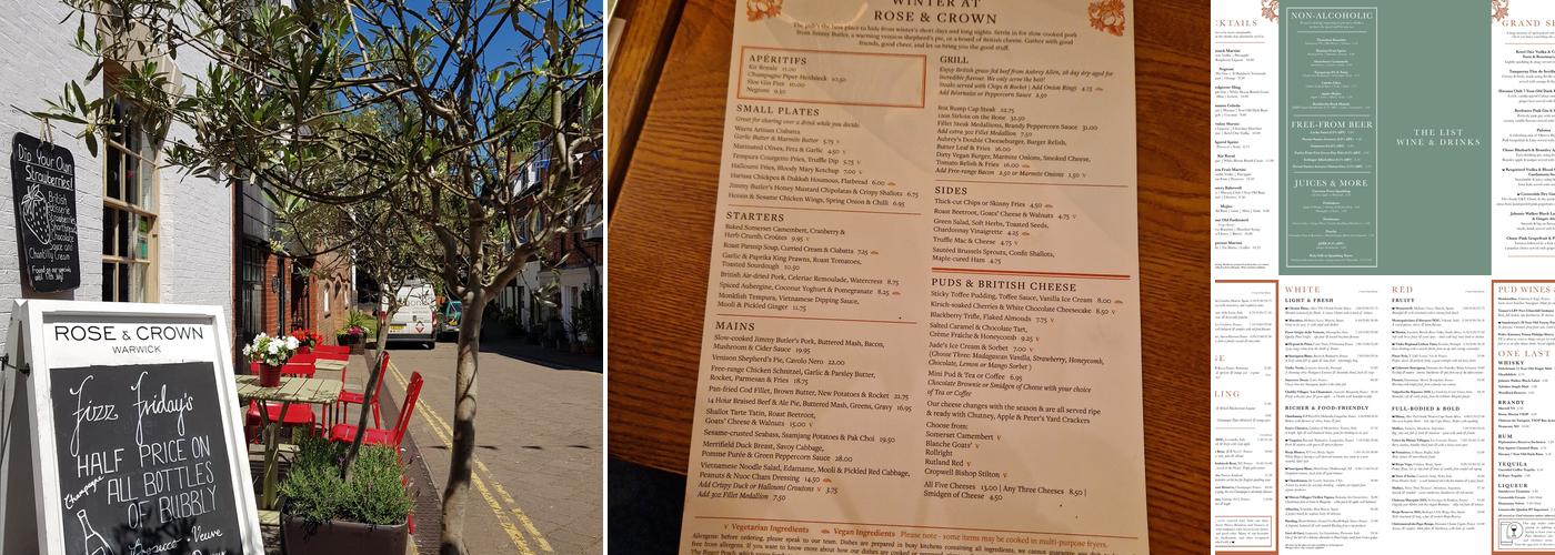 The Rose & Crown Menu
