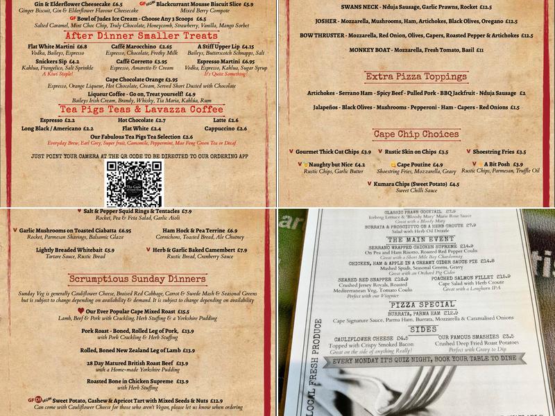 The Cape Of Good Hope Menu