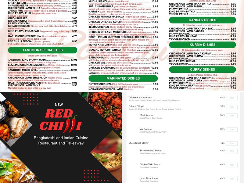 New Red Chilli Menu