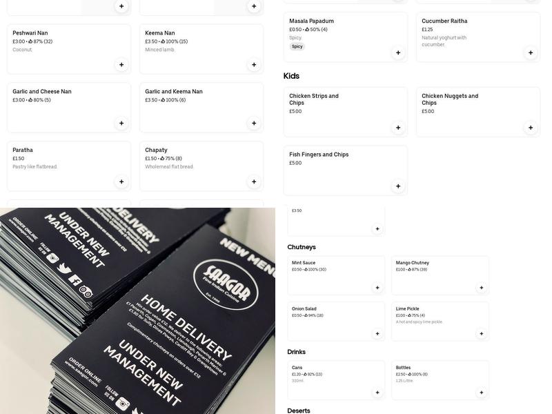 Saagor Indian Takeaway Menu