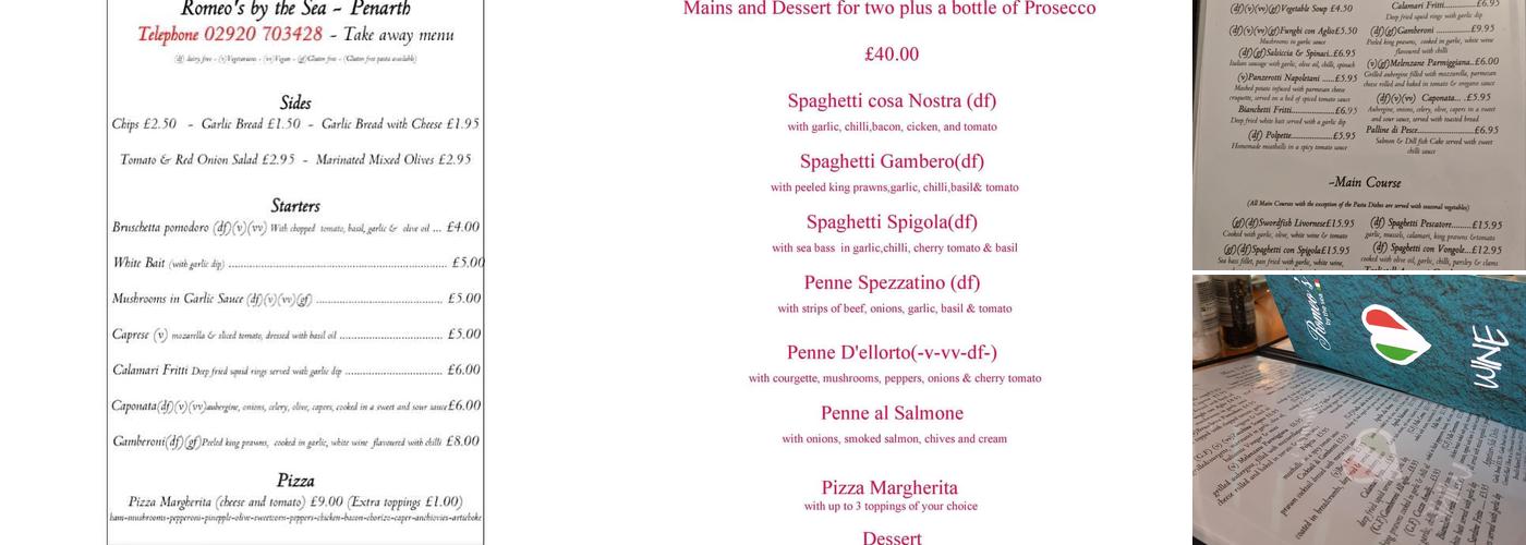 Romeo's by the sea Menu