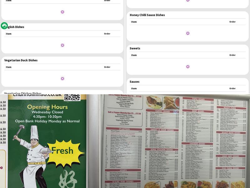 Lin Hao Chinese Menu