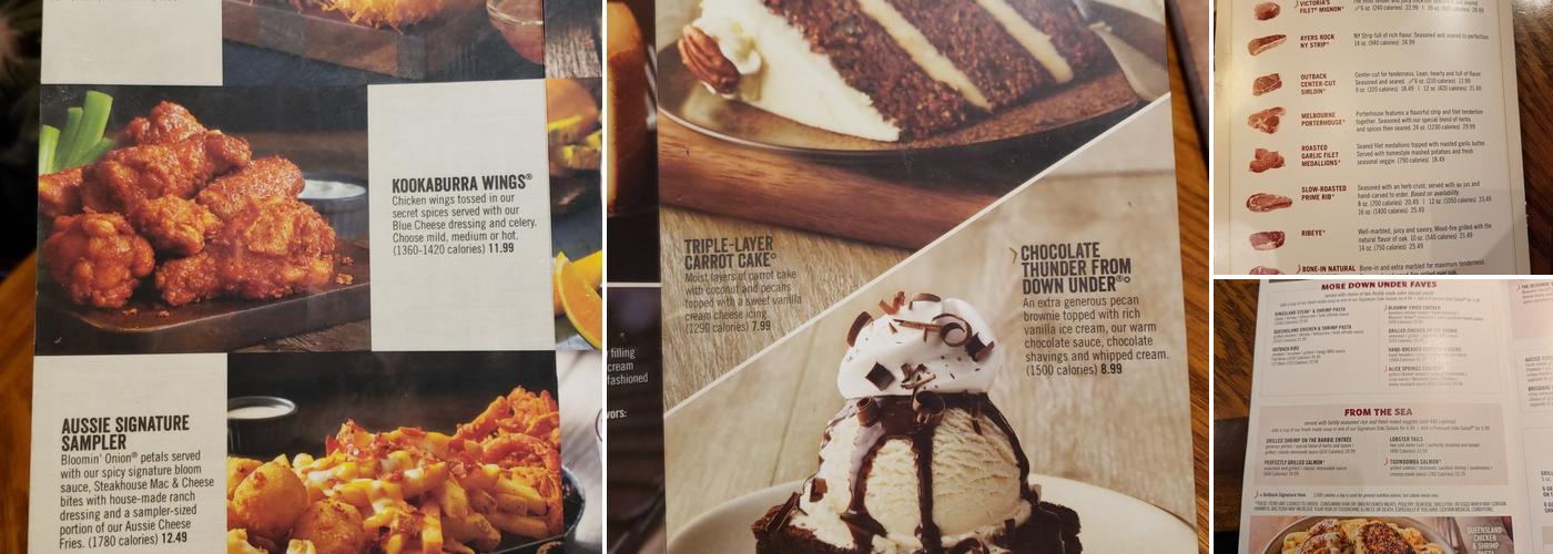 Outback Steakhouse Menu