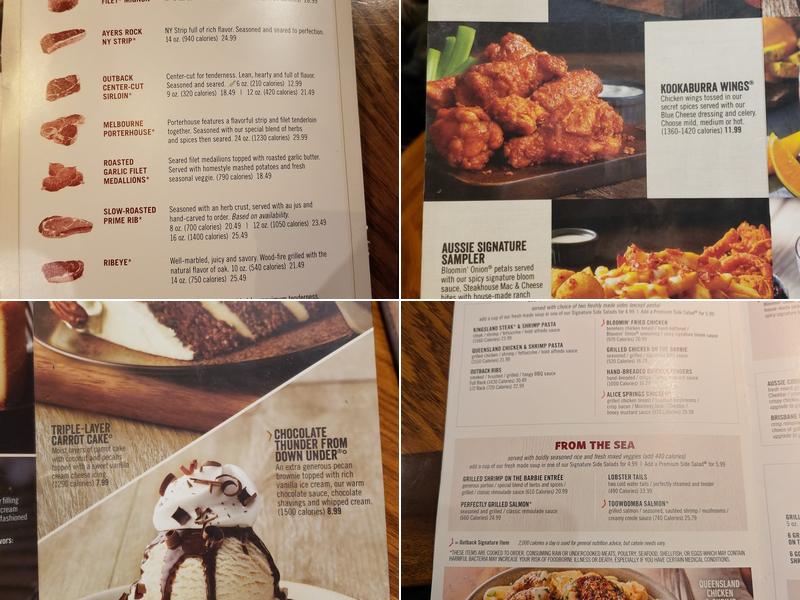 Outback Steakhouse Menu