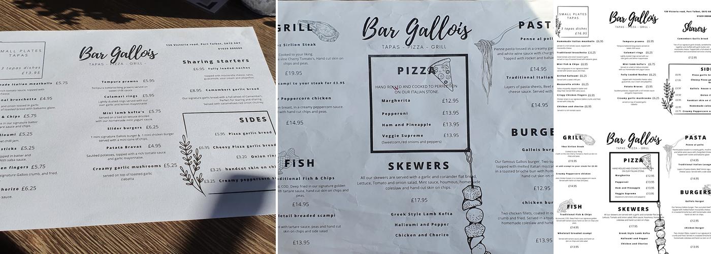 Bar Gallois Menu