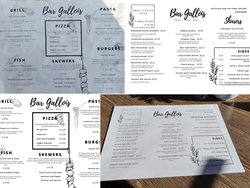 Bar Gallois Menu