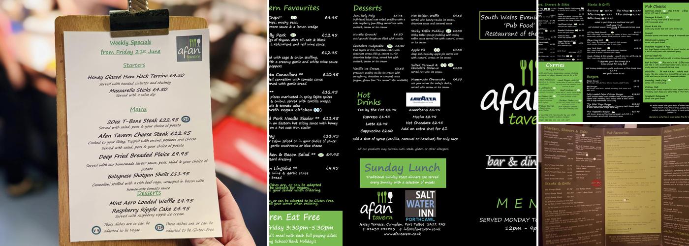Afan Tavern Menu
