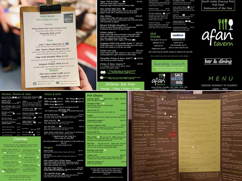 Afan Tavern Menu