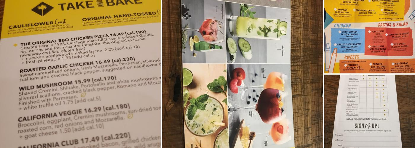 California Pizza Kitchen Menu