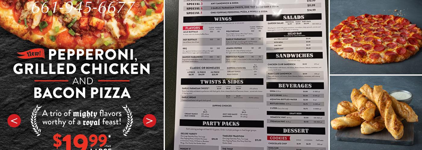 Round Table Pizza Menu
