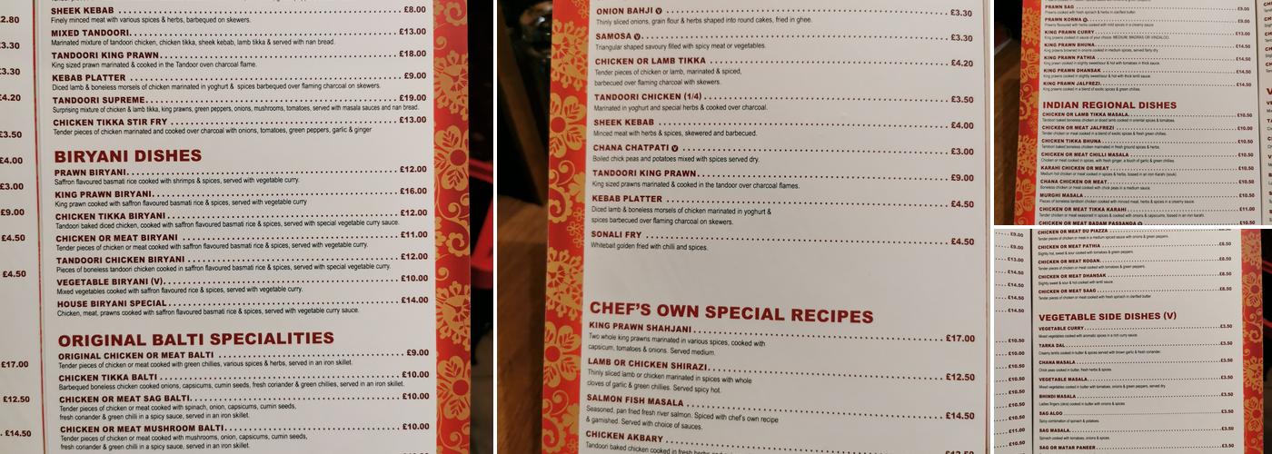 Ashoka Tandoori Menu