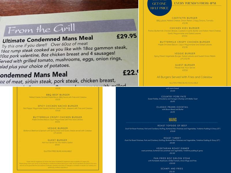 The Caeffatri Restaurant and Bar Menu