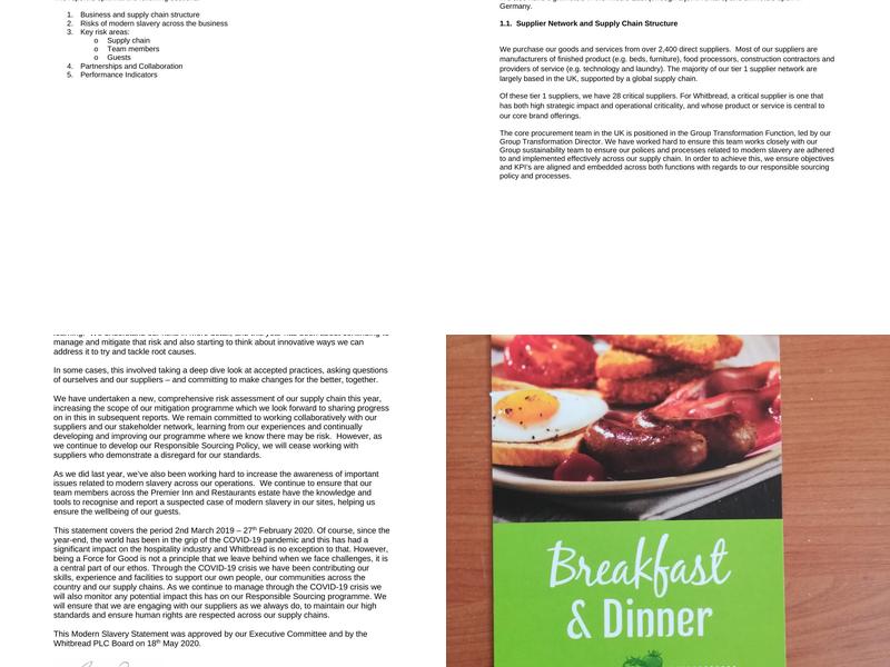 Premier Inn Cwmbran hotel Menu