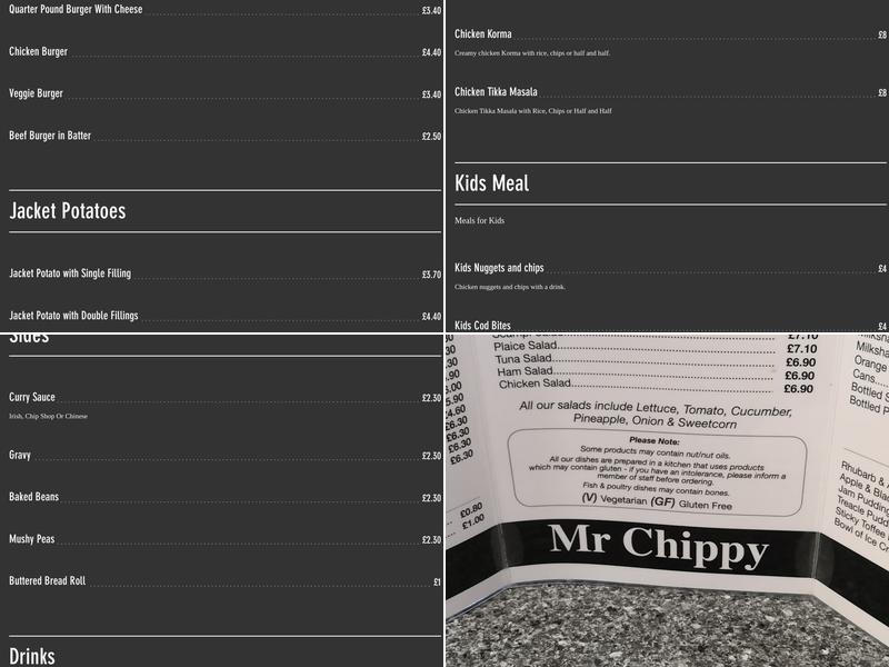 Mr Chippy Menu