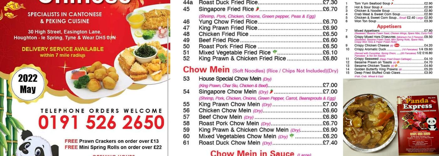 Panda Express chinese takeaway Menu