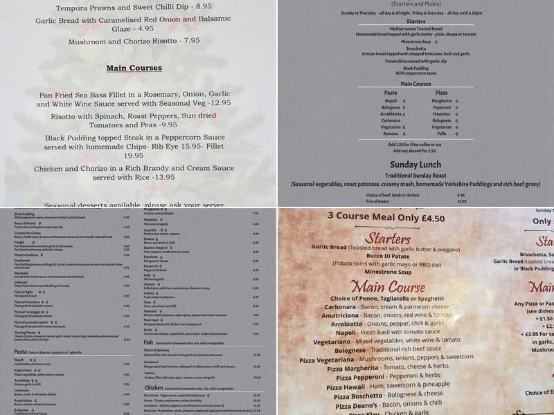 Deano's Trattoria Menu