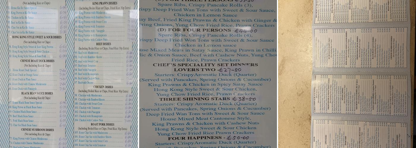 China Coast Menu