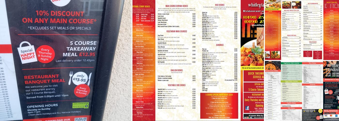Whitley Bay Tandoori Menu