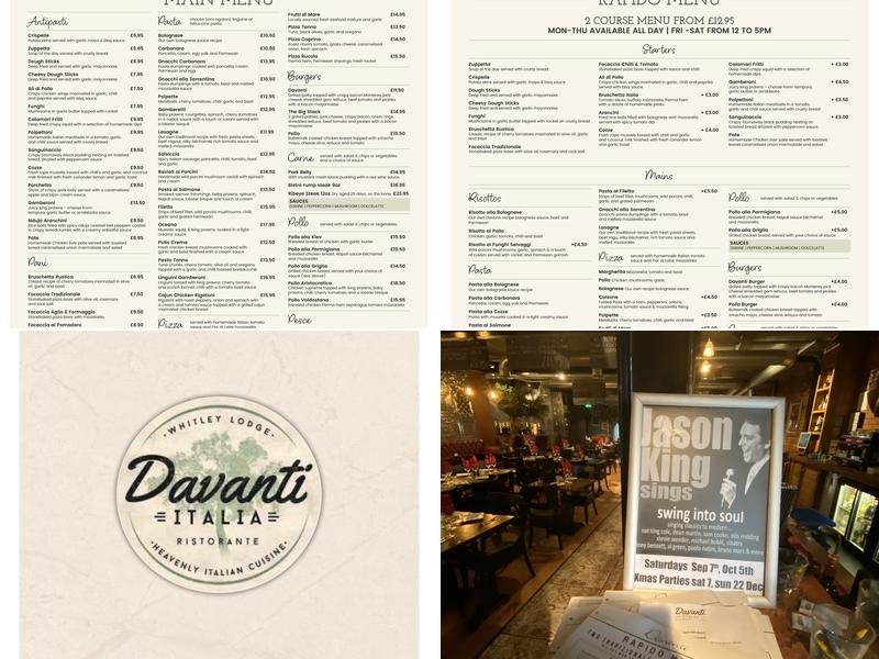 Davanti Whitley Lodge Menu