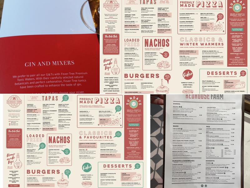 Red House Farm Public House Menu