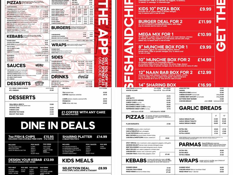 Gills Fish & Chips Wallsend Menu