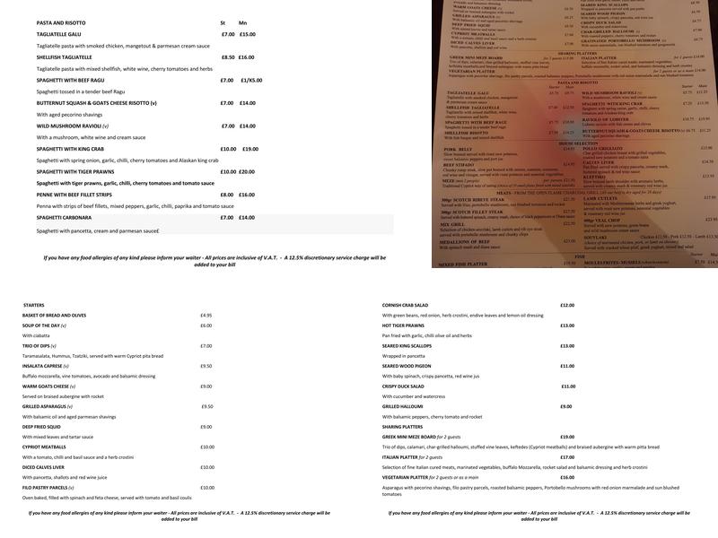 Galu Mediterranean Bar & Grill Menu