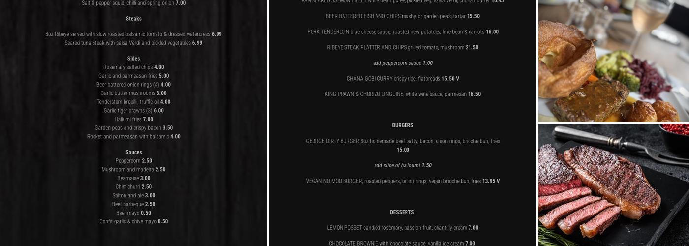 The George Inn Menu
