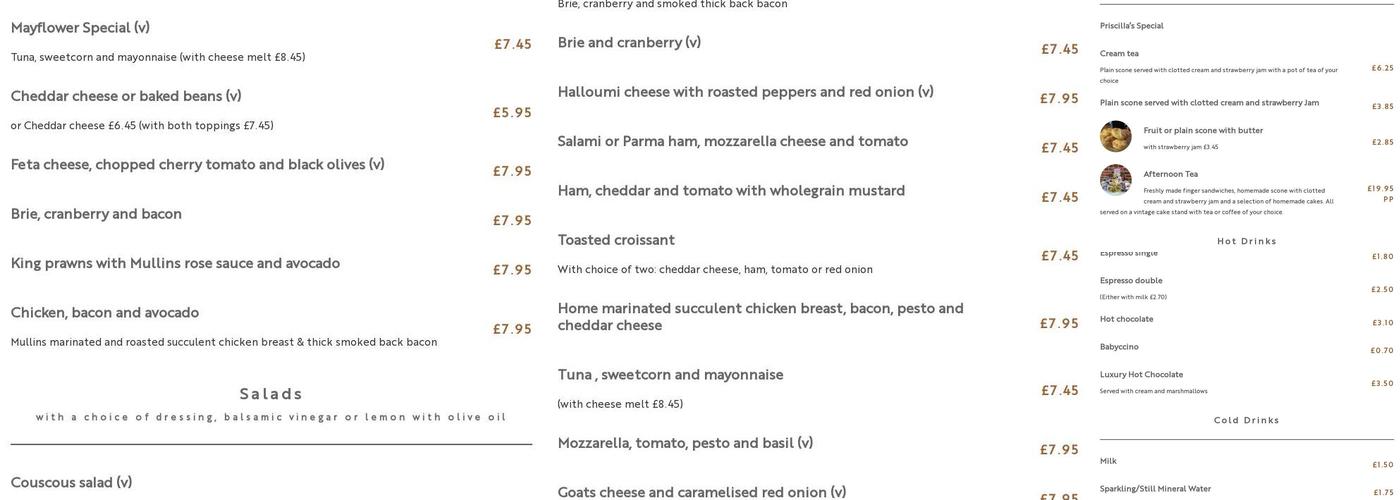 Mullins Coffee Shop Menu