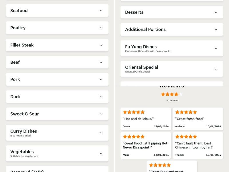 New Dorking Cantonese Menu