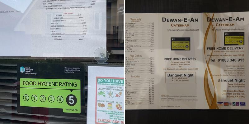 Dewan-E-Am Caterham Menu