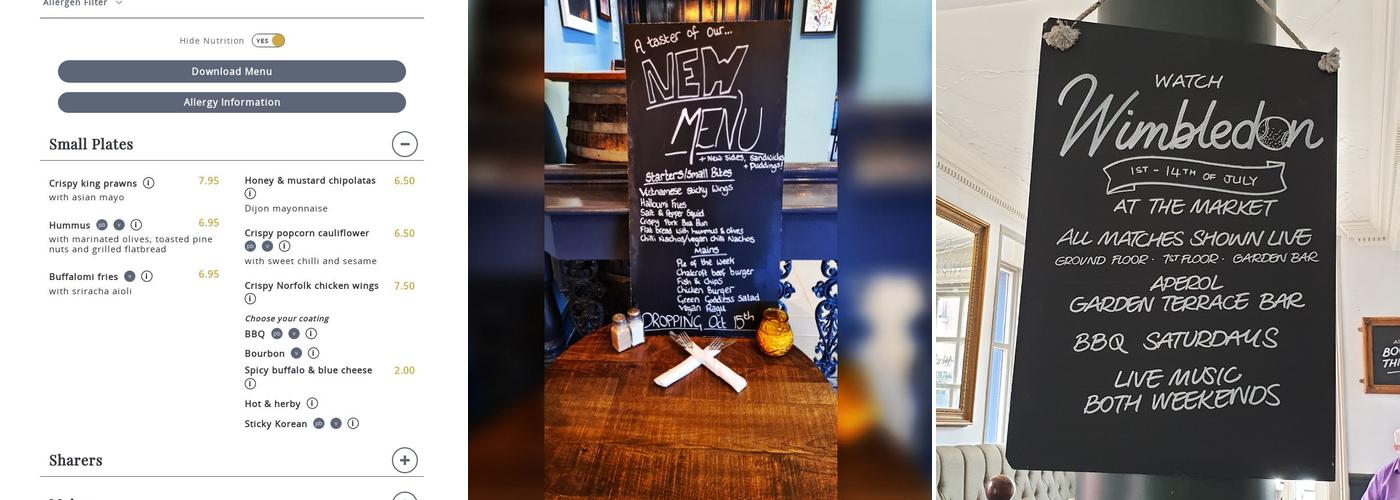 The Market Stores, Reigate Menu