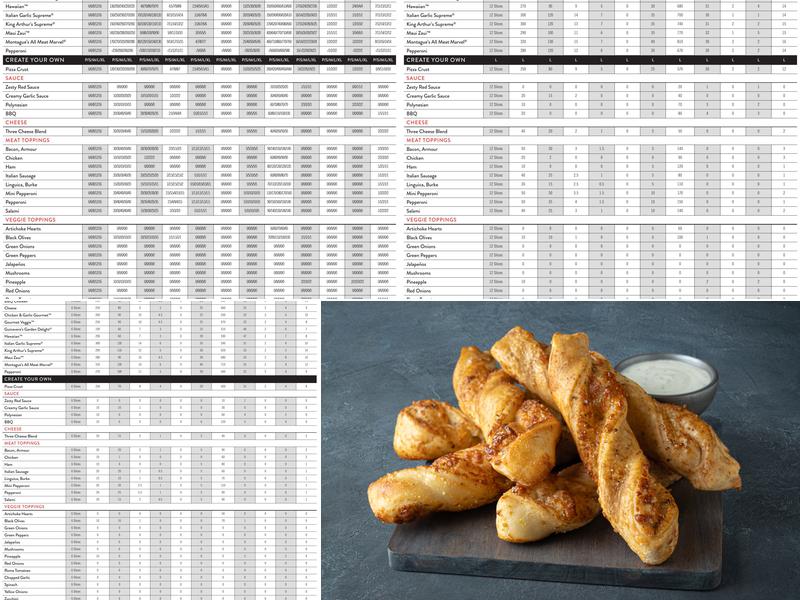 Round Table Pizza Menu