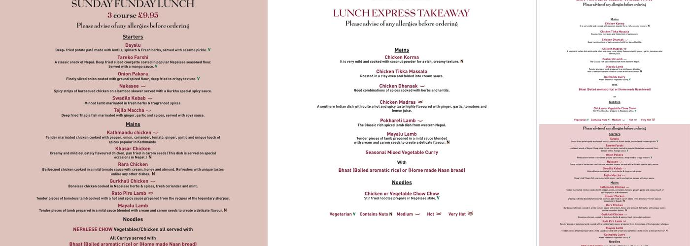 New Gurkha Kitchen Menu