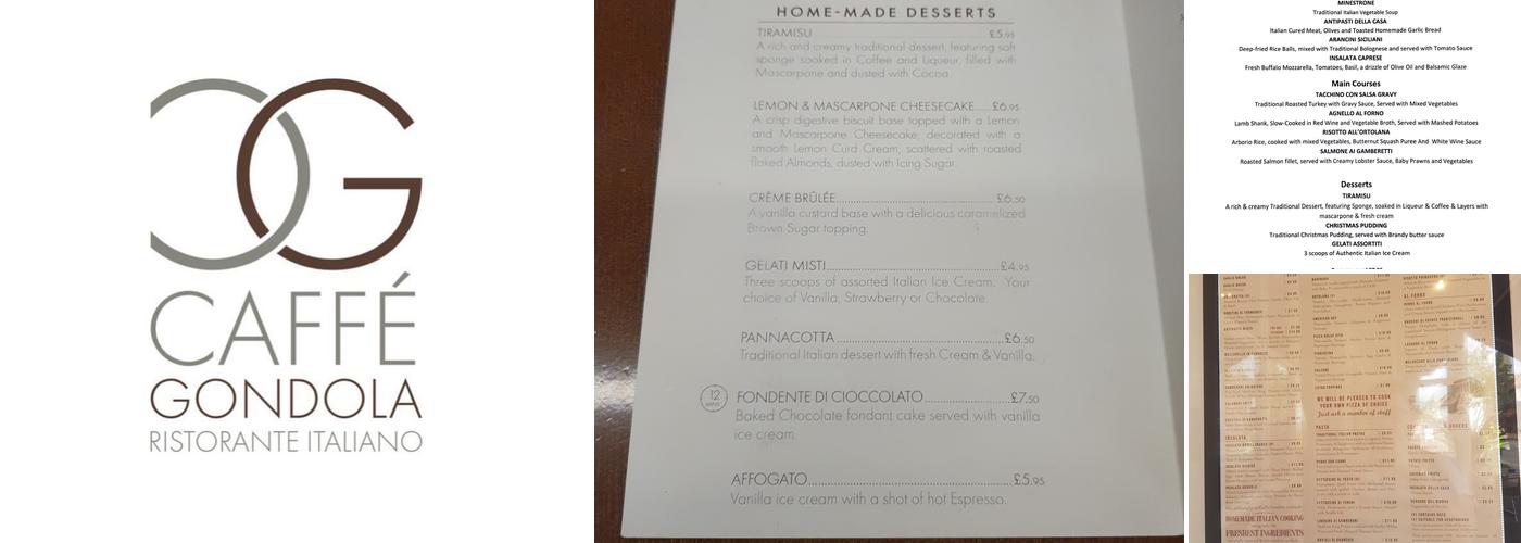 Caffe Gondola Menu