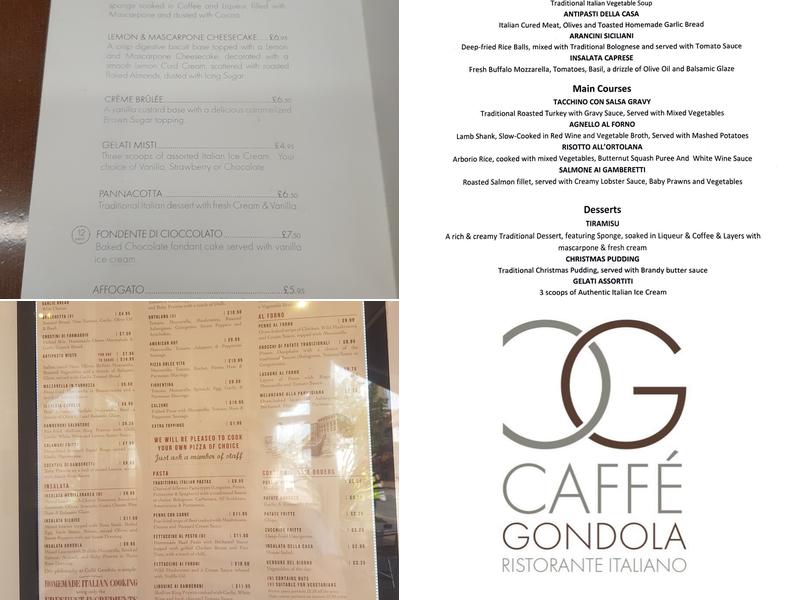 Caffe Gondola Menu