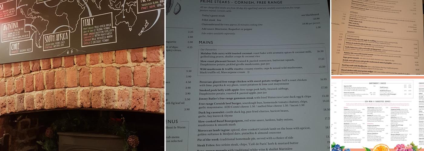 The Queen's Head Menu