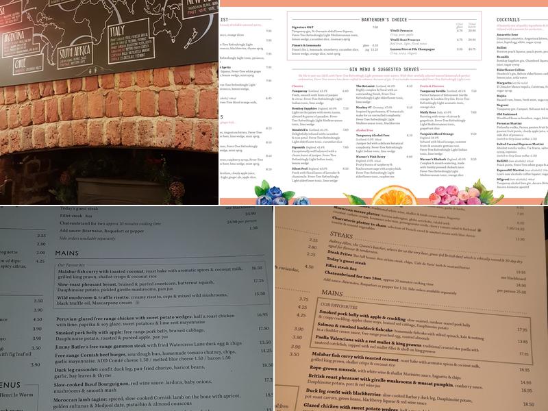 The Queen's Head Menu