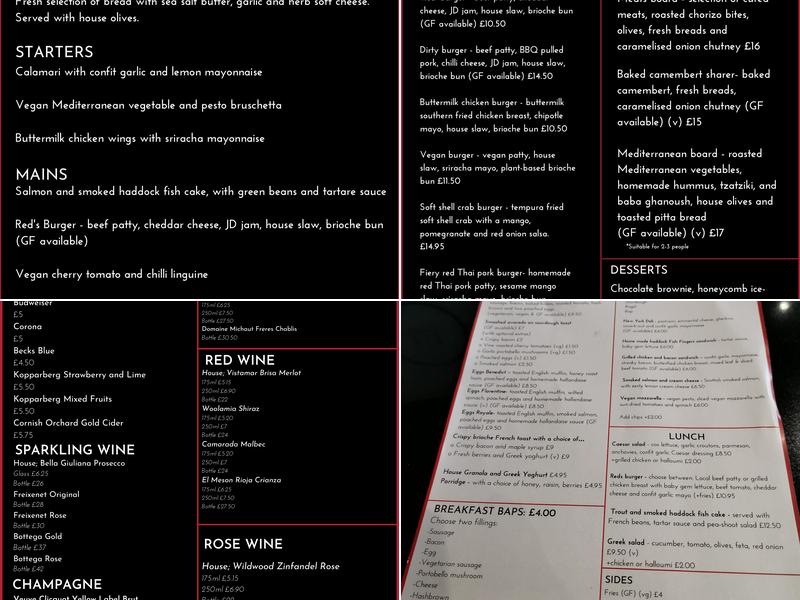 Red Bar & Café Menu