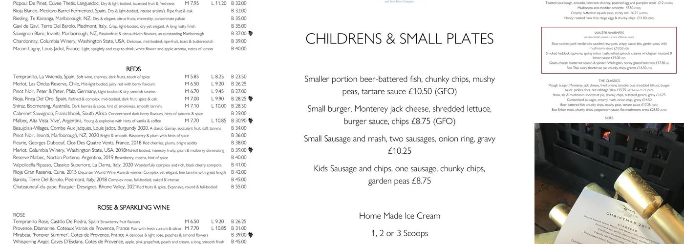 The Plough - Effingham Menu