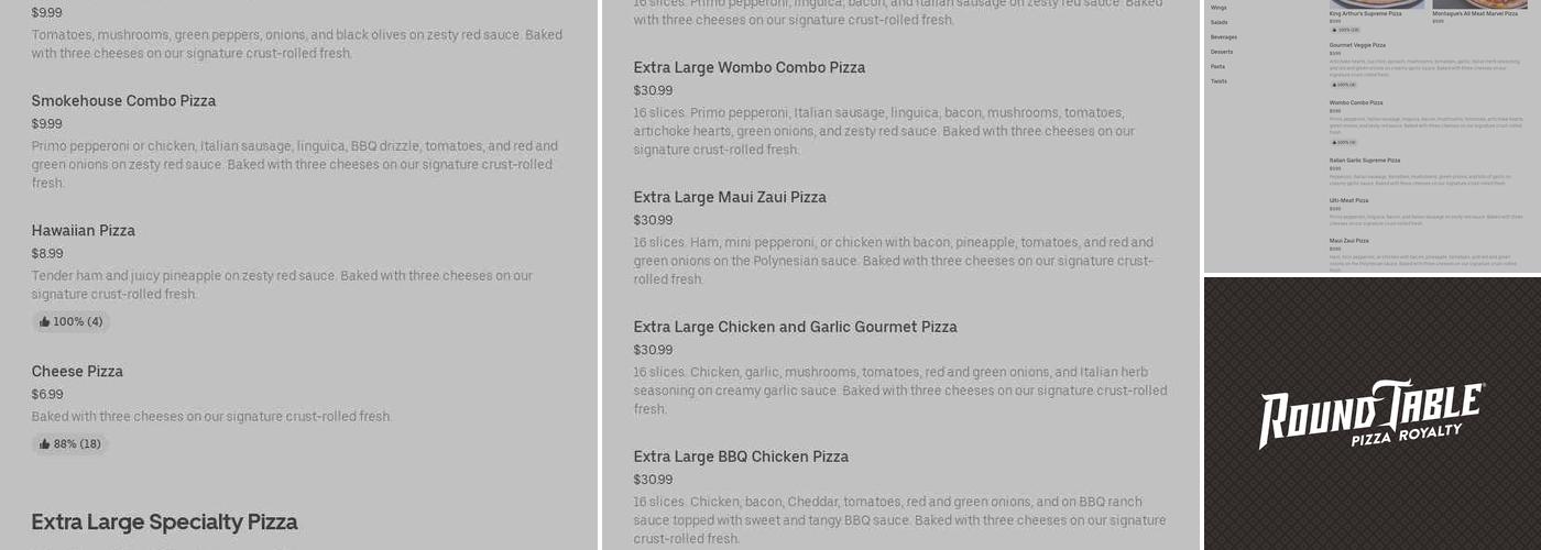 Round Table Pizza Menu