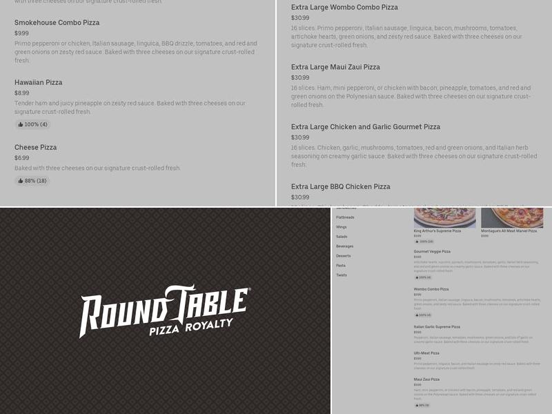 Round Table Pizza Menu
