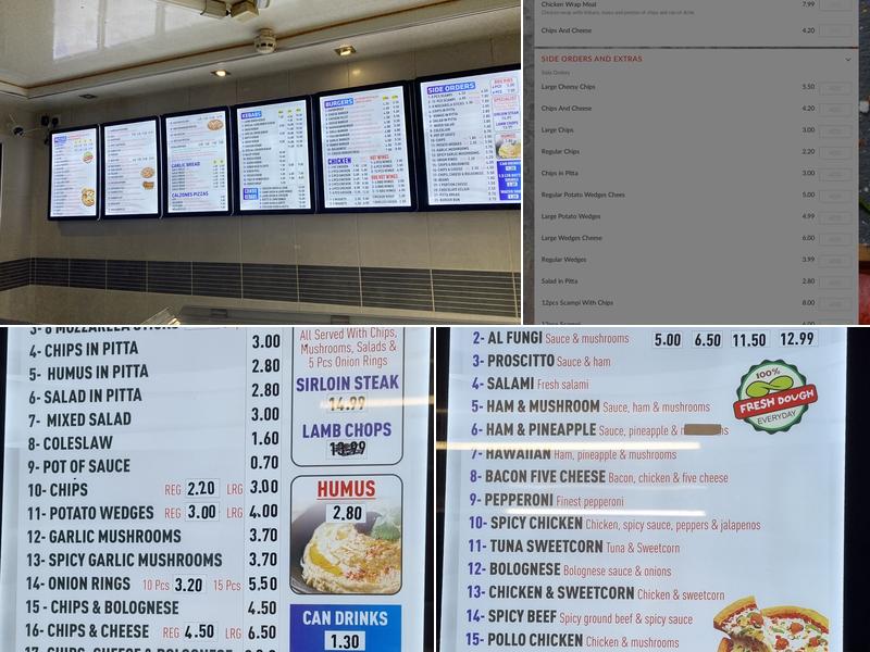 Beccles pizza kebab Menu