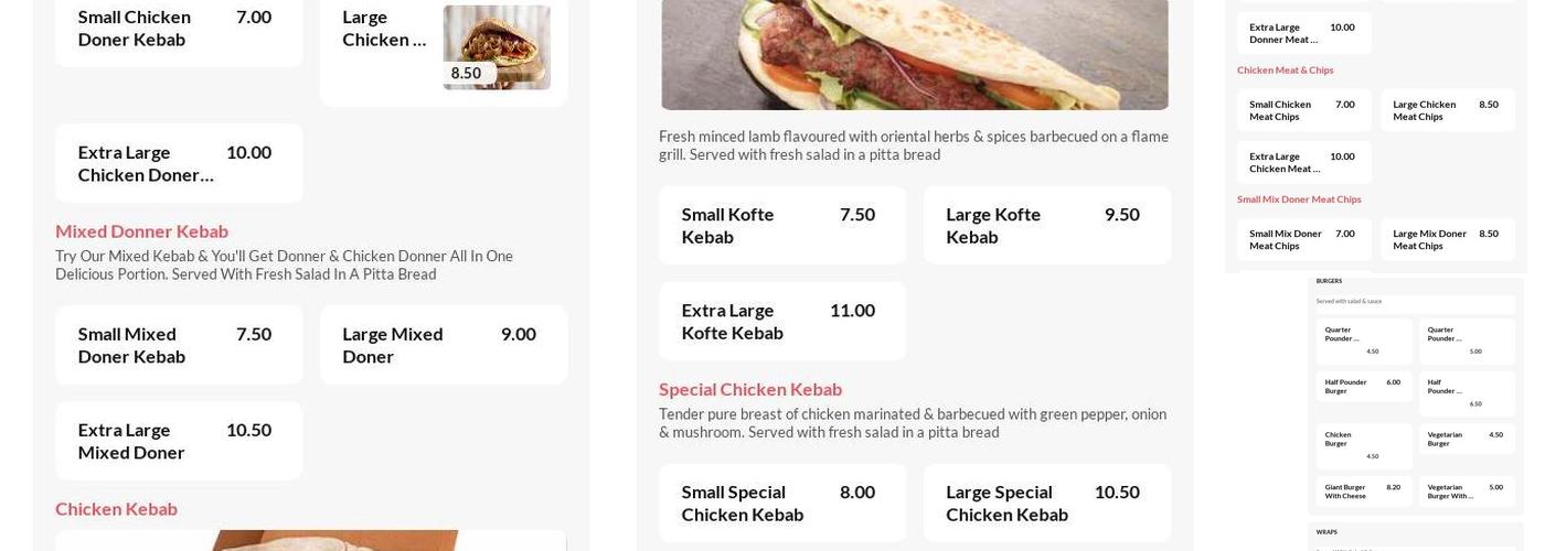 Perfect Kebab House Menu