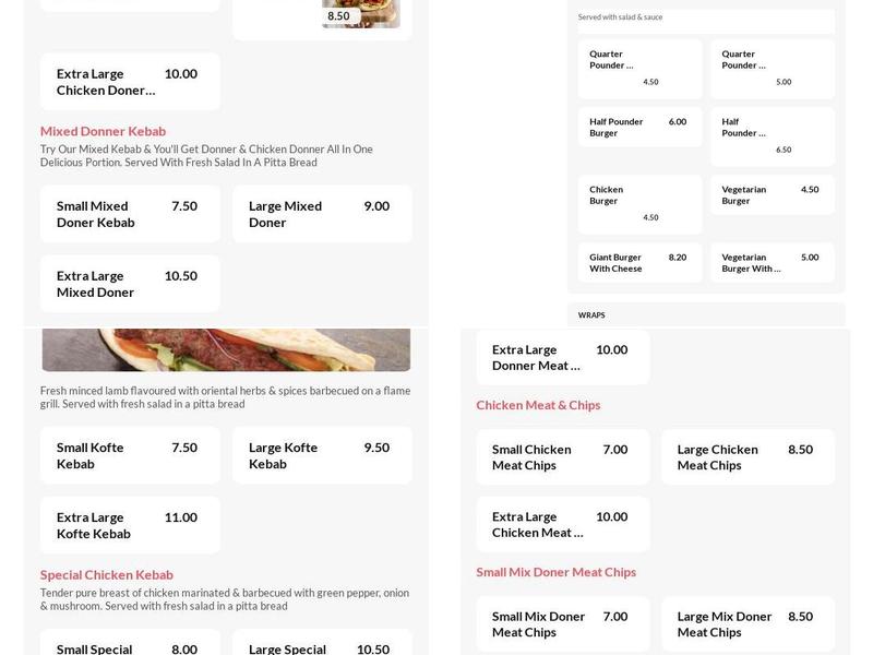Perfect Kebab House Menu