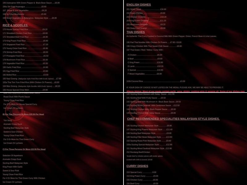 Mr Woo's Chinese Menu